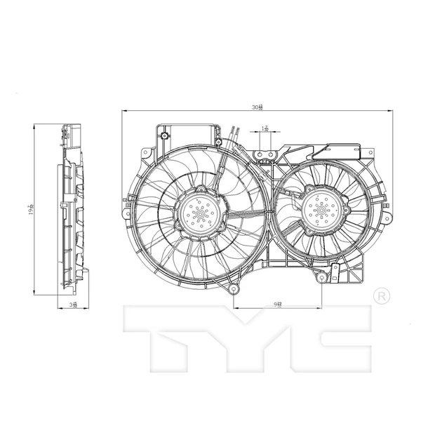 Dual Radiator and Condenser Fan Assembly - TYC 622710