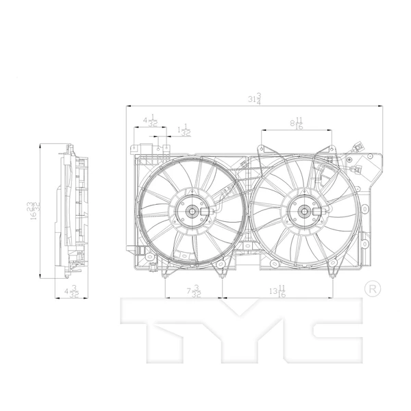 Dual Radiator and Condenser Fan Assembly - TYC 622750