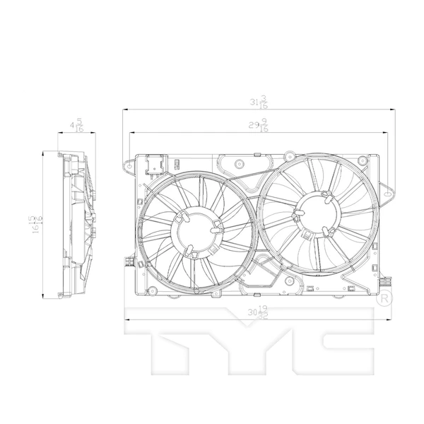 Dual Radiator and Condenser Fan Assembly - TYC 622790