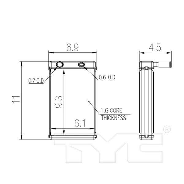 HVAC Heater Core - TYC 96122