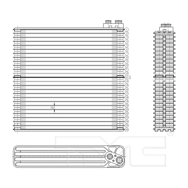A/C Evaporator Core - Front Side - TYC 97025