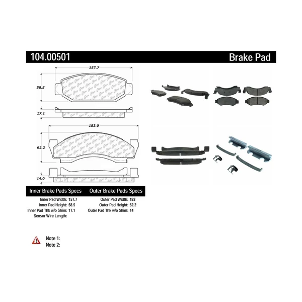Disc Brake Pad Set - Front Side - Centric 104.00501