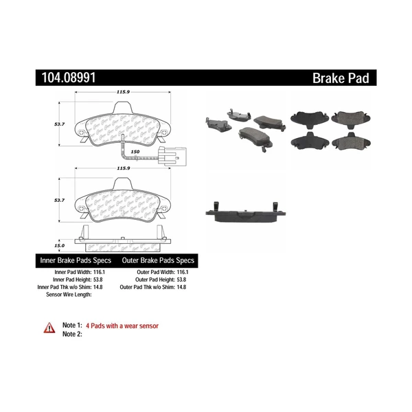 Disc Brake Pad Set - Rear Side - Centric 104.08991