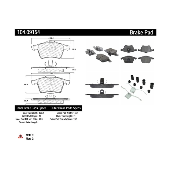 Disc Brake Pad Set - Front Side - Centric 104.09154