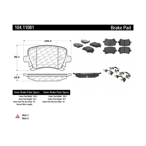 Disc Brake Pad Set - Rear Side - Centric 104.11081