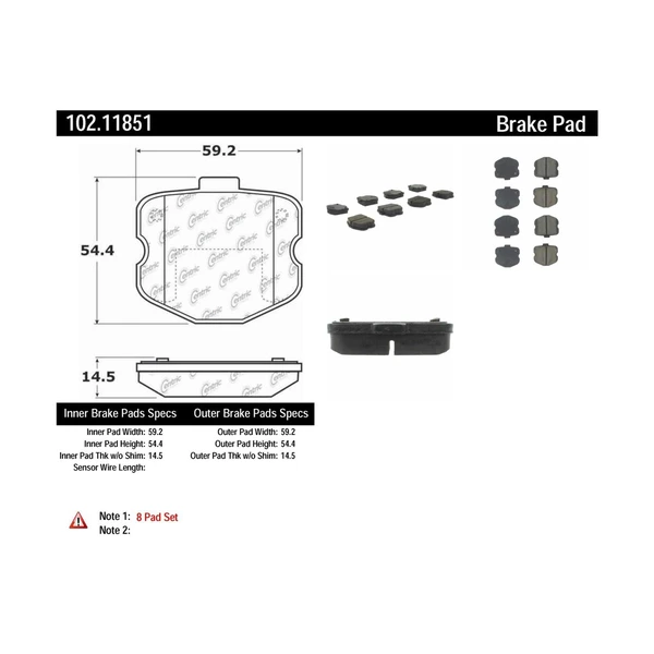 Disc Brake Pad Set - Rear Side - Centric 102.11851