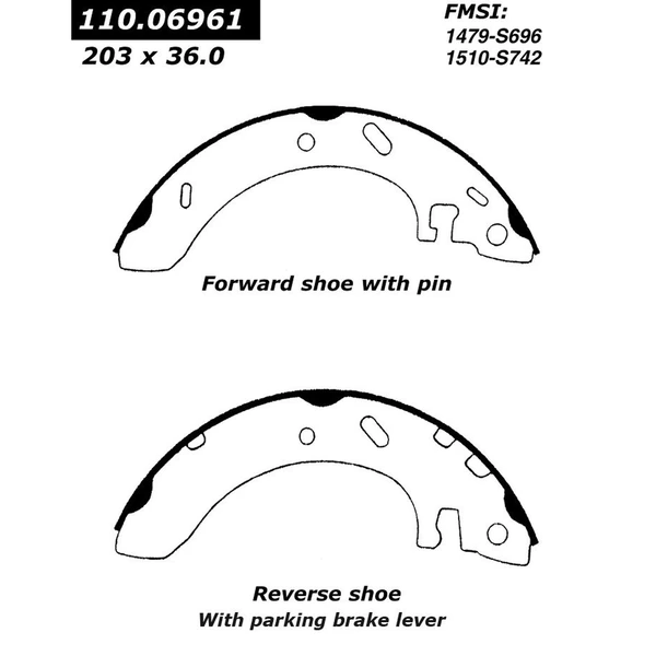 Drum Brake Shoe - Rear Side - Centric 110.06961
