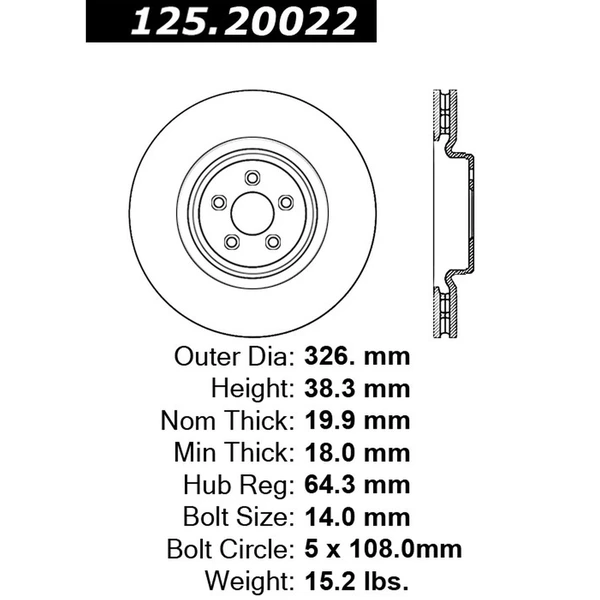 Centric 125.20022 Brake Rotor Rear