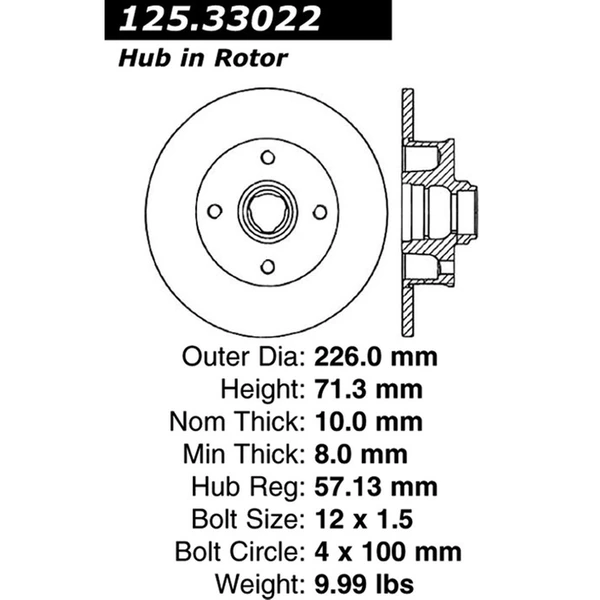 Centric 125.33022 Brake Rotor Rear