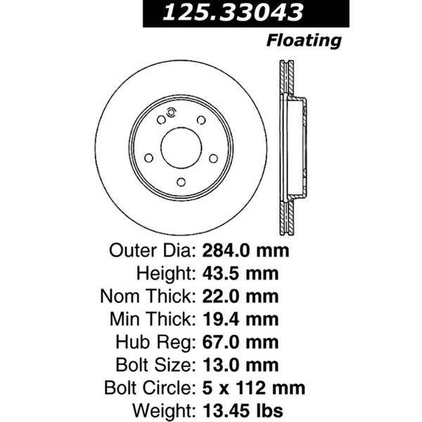 Centric 125.33043 Brake Rotor Front