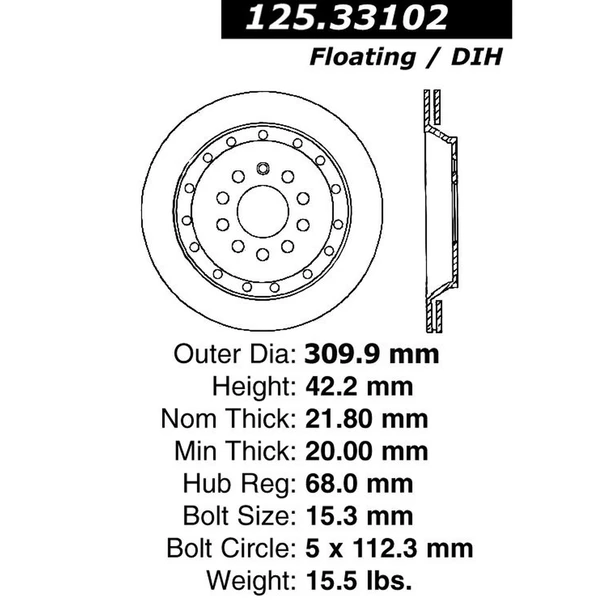Centric 125.33102 Brake Rotor Rear