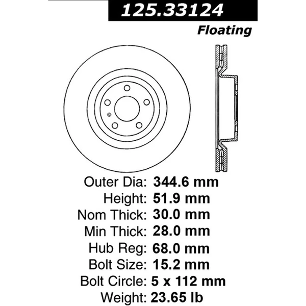 Centric 125.33124 Brake Rotor Front