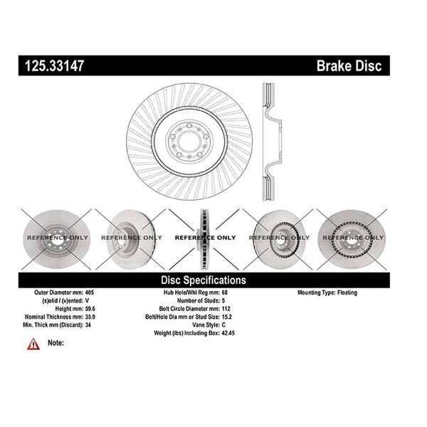 Centric 125.33147 Brake Rotor Front