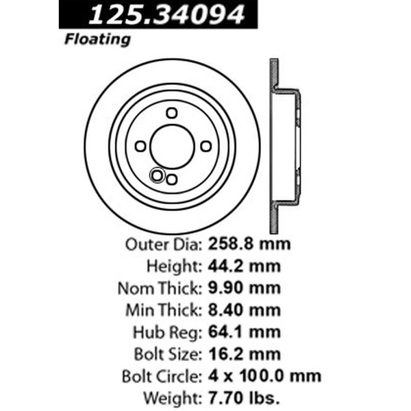Centric 125.34094 Brake Rotor Rear