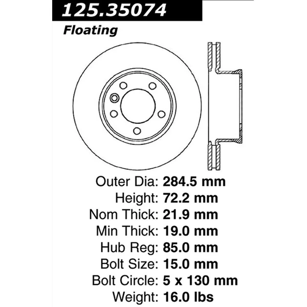 Centric 125.35074 Brake Rotor Front