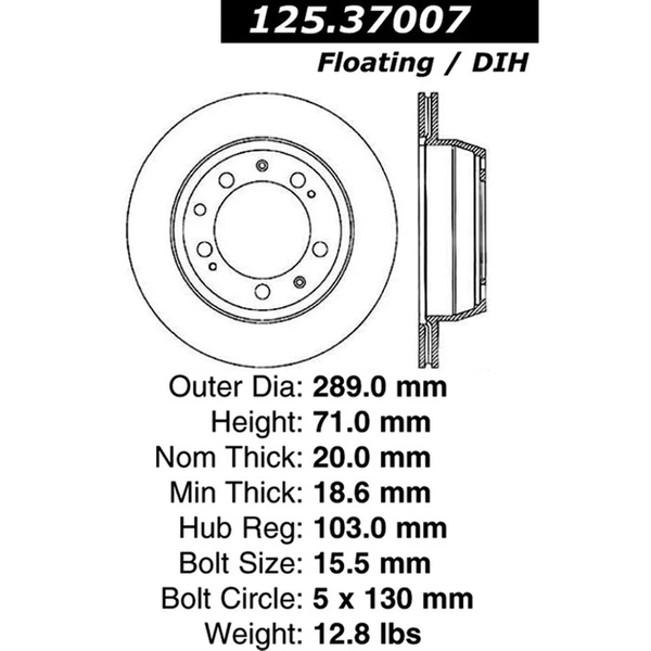 Centric 125.37007 Brake Rotor Rear