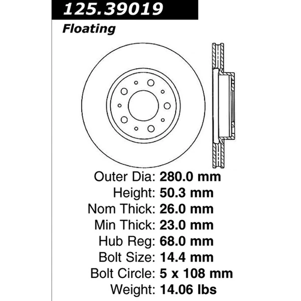 Centric 125.39019 Brake Rotor Front