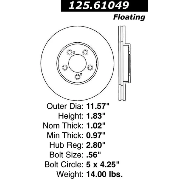 Centric 125.61049 Brake Rotor Front
