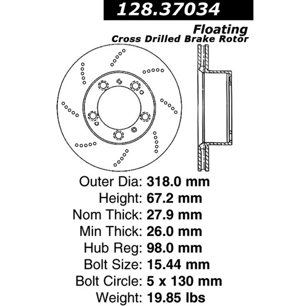Centric 128.37034 Brake Rotor Front Left
