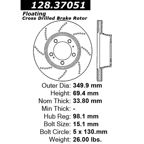 Centric 128.37051 Brake Rotor Front Right