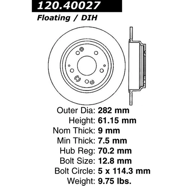 Centric 120.40027 Brake Rotor Rear