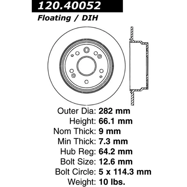 Centric 120.40052 Brake Rotor Rear