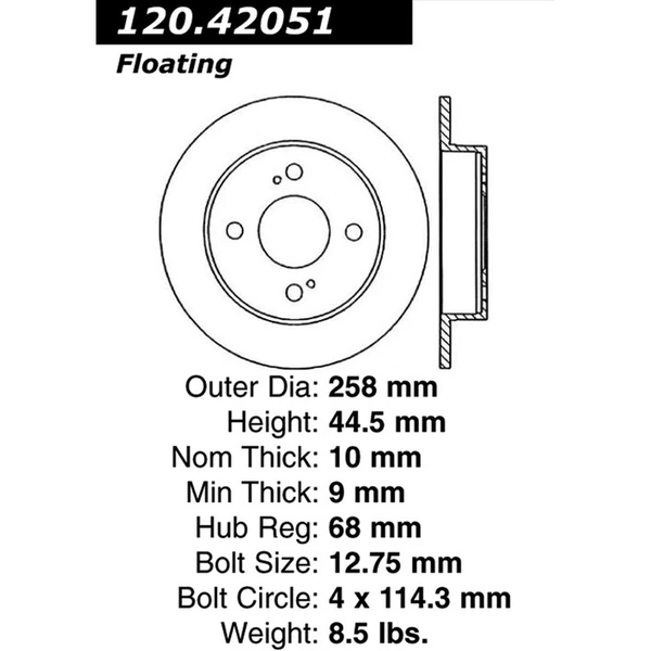 Centric 120.42051 Brake Rotor Rear
