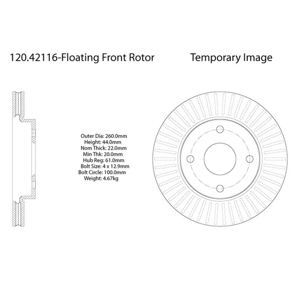 Centric 120.42116 Brake Rotor Front Side
