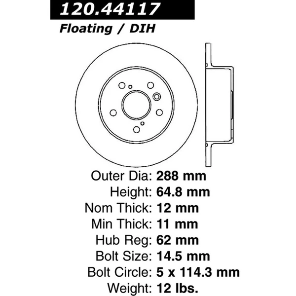 Centric 120.44117 Brake Rotor Rear