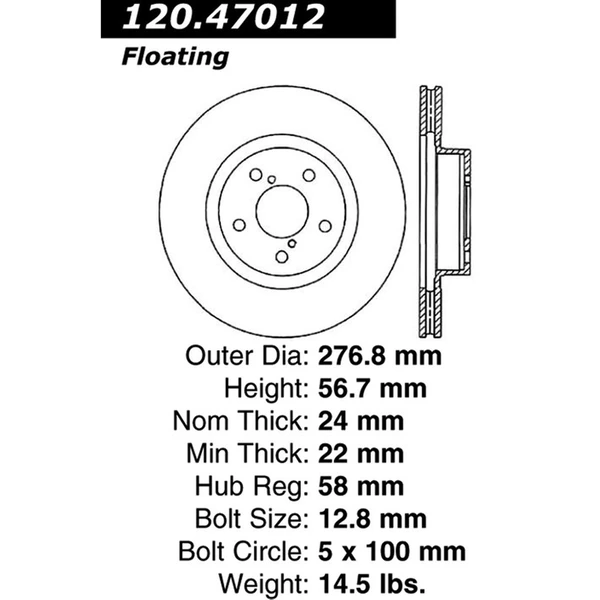 Centric 120.47012 Brake Rotor Front