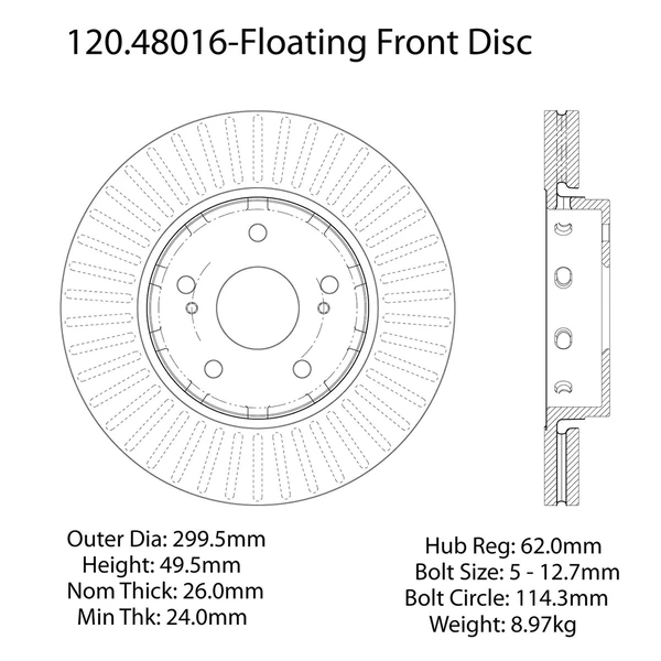 Centric 120.48016 Brake Rotor Front