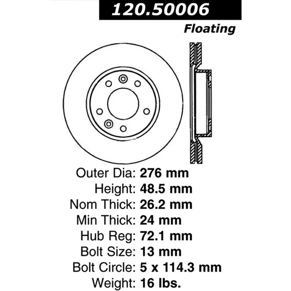 Centric 120.50006 Brake Rotor Front