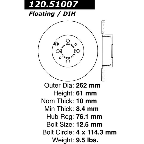 Centric 120.51007 Brake Rotor Rear