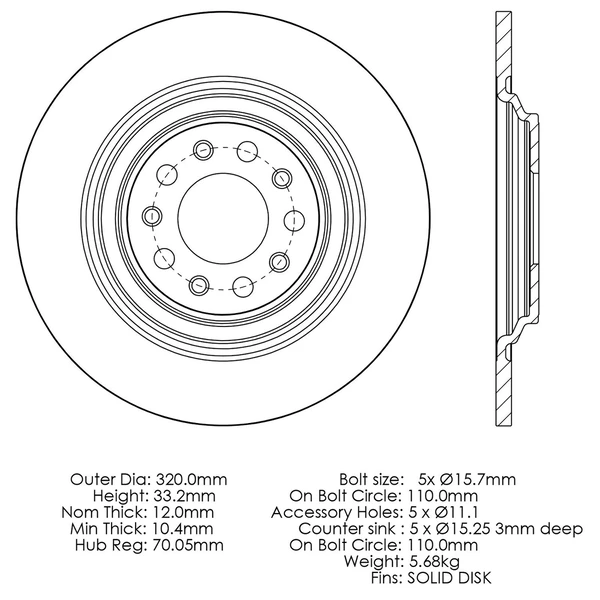 Centric 120.58011 Brake Rotor Rear
