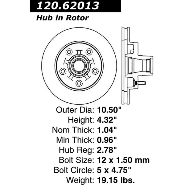 Centric 120.62013 Brake Rotor Front Side