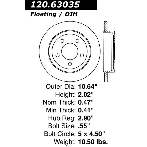 Centric 120.63035 Brake Rotor Rear