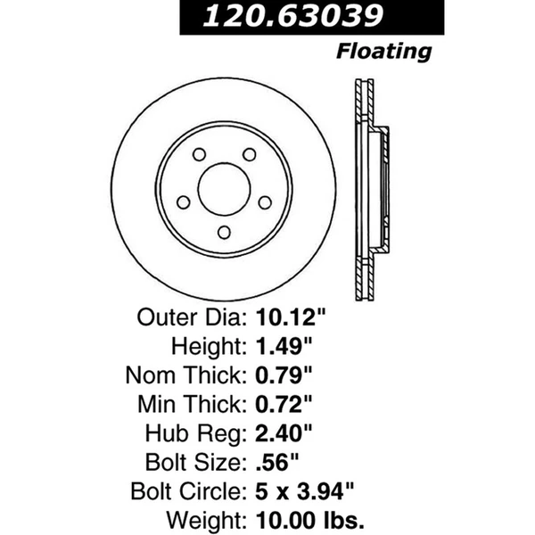 Centric 120.63039 Brake Rotor Front