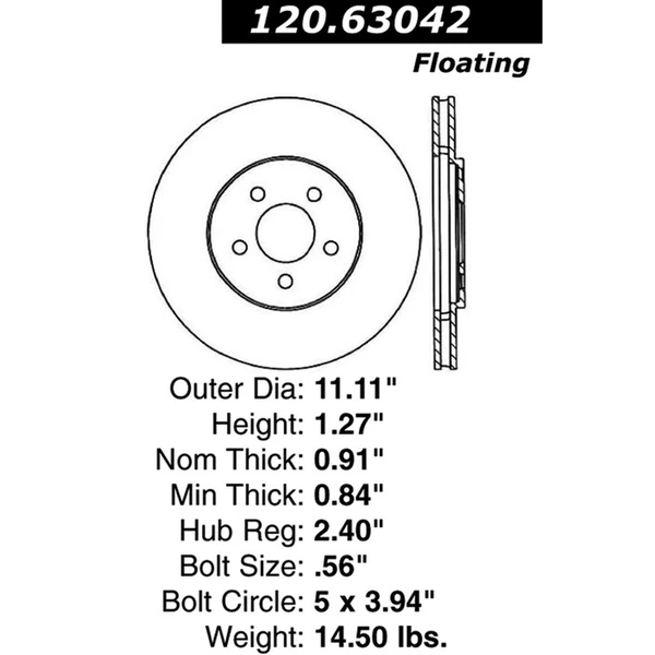 Centric 120.63042 Brake Rotor Front