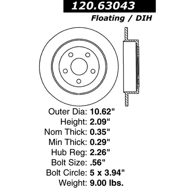 Centric 120.63043 Brake Rotor Rear