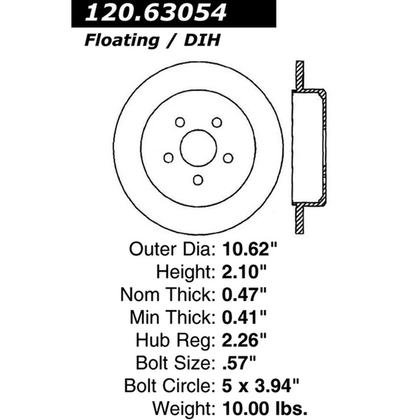 Centric 120.63054 Brake Rotor Rear