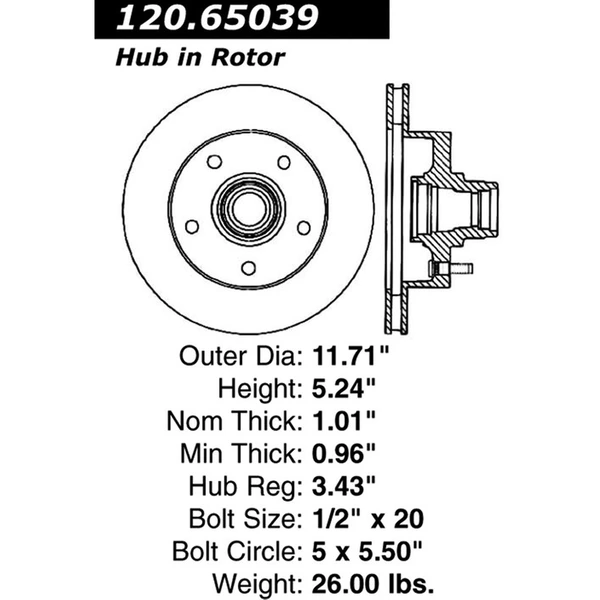 Centric 120.65039 Brake Rotor Front