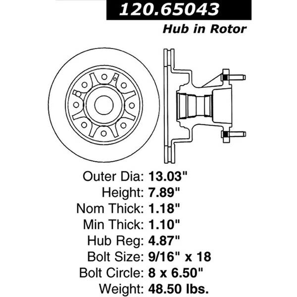 Centric 120.65043 Brake Rotor Front Side