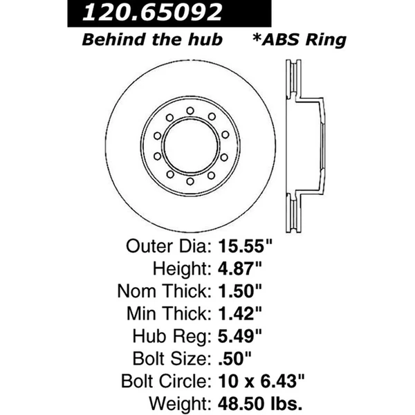 Centric 120.65092 Brake Rotor Rear