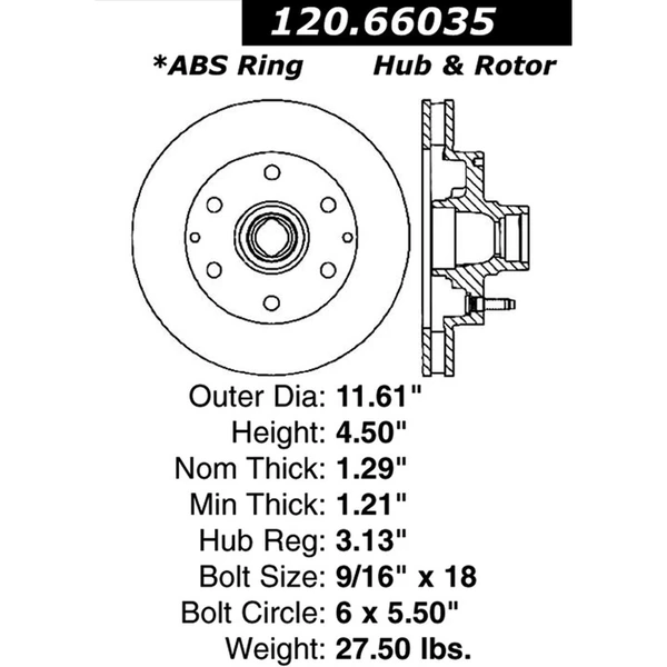 Centric 120.66035 Brake Rotor Front