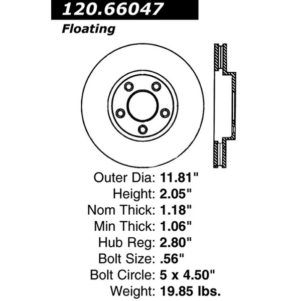 Centric 120.66047 Brake Rotor Front