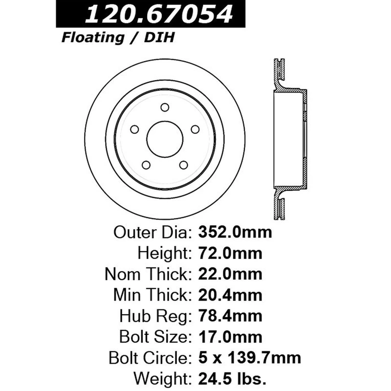 Centric 120.67054 Brake Rotor Rear Side