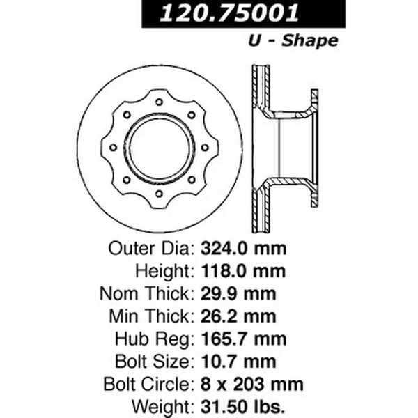 Centric 120.75001 Brake Rotor Front