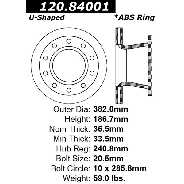 Centric 120.84001 Brake Rotor Rear