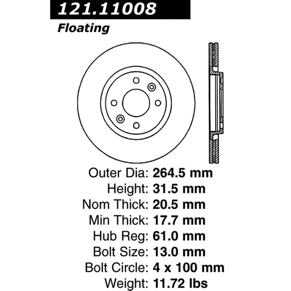 Centric 121.11008 Brake Rotor Front