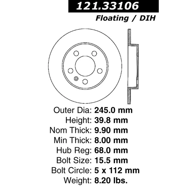 Centric 121.33106 Brake Rotor Rear